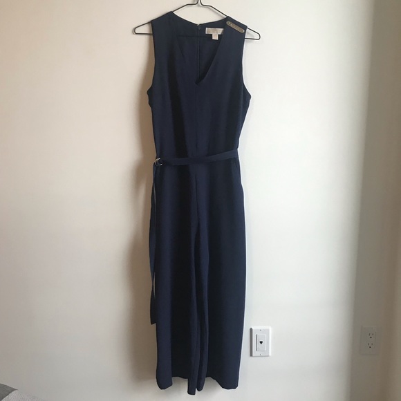 Micheal Kors Navy Sleeveless V-Neck Belted Jumpsuit - Picture 2 of 9